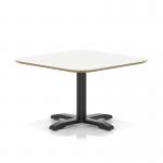 Brixworth 800mm Square Coffee Table White Top Black Leg Cross Base Low CB000059