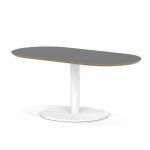 Brixworth 1200mm Oblong Coffee Table Black Top White Leg Disc Base Low CB000066