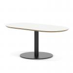 Brixworth 1200mm Oblong Coffee Table White Top Black Leg Disc Base Low CB000067