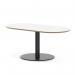 Brixworth 1200mm Oblong Coffee Table White Top Black Leg Disc Base Low CB000067