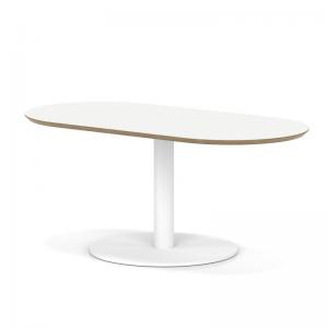 Brixworth 1200mm Oblong Coffee Table White Top White Leg Disc Base Low