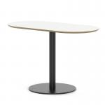 Brixworth 1200mm Oblong Coffee Table White Top Black Leg Disc Base Medium CB000071