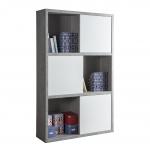 Pastena 2m Tall Bookcase Slate With White Gloss Storage Fronts CF000015