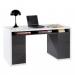 Mordano 1400cm Wide Desk + 3 Drawers + Door White/Charcoal Gloss CF000025