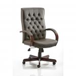 Chesterfield Executive Chair Brown Leather With Arms EX000003