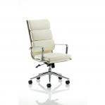 Savoy Executive High Back Chair Ivory Bonded Leather With Arms EX000068