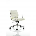 Savoy Executive Medium Back Chair Ivory Bonded Leather With Arms EX000070