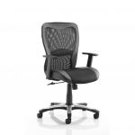 Victor II Executive Chair Black Leather Black Mesh With Arms EX000075