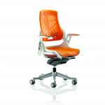 Zure Executive Chair White Shell Elastomer Gel Orange With Arms EX000133
