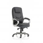 The photo of the Dynamic Executive Chairs Oscar Black Executive Chair features a sleek and modern design with a high back and plush cushioning. The black leather upholstery exudes sophistication, while the chrome accents add a touch of elegance. The chair also has adjustable features, making it versatile and comfortable for any executive.