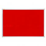 The image shows a red felt pin board, measuring 60 x 45 cm, from Franken GmbH Noticeboards. It belongs to the X-tra.Line collection and is suitable for various purposes. The board has a smooth surface and is surrounded by a sturdy aluminum frame. It comes with push pins for easy attachment of notes or documents.