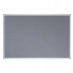 This picture shows a grey felt pin board from Franken GmbHs X-tra.Line, measuring 60 x 45 cm. The board is lined with a grid pattern and has a clean, modern design. Pins can easily be inserted into the felt surface, displaying important notices or reminders.