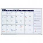 This photograph features a planning board from Franken GmbH, measuring 96 x 98 mm with a day grid. The board is displayed on a large 90 x 60 cm background, providing ample space for organization and scheduling. The clean white design is accented with clear grid lines and labeled sections for easy and efficient planning.