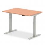Air 1200 x 800mm Height Adjustable Office Desk Beech Top Silver Leg HA01001