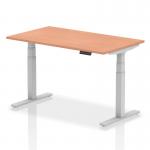 Air 1400 x 800mm Height Adjustable Office Desk Beech Top Silver Leg HA01002