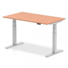 Air 1400 x 800mm Height Adjustable Office Desk Beech Top Silver Leg HA01002