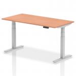 Air 1600 x 800mm Height Adjustable Office Desk Beech Top Silver Leg HA01003