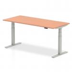 Air 1800 x 800mm Height Adjustable Office Desk Beech Top Silver Leg HA01004