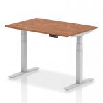 Air 1200 x 800mm Height Adjustable Office Desk Walnut Top Silver Leg HA01005