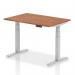 Air 1200 x 800mm Height Adjustable Office Desk Walnut Top Silver Leg HA01005