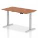 Air 1400 x 800mm Height Adjustable Office Desk Walnut Top Silver Leg HA01006