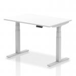 Air 1200 x 800mm Height Adjustable Office Desk White Top Silver Leg HA01009