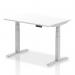 Air 1200 x 800mm Height Adjustable Office Desk White Top Silver Leg HA01009