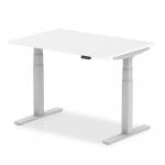 Air 1200 x 800mm Height Adjustable Office Desk White Top Silver Leg HA01009