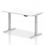 Air 1400 x 800mm Height Adjustable Office Desk White Top Silver Leg HA01010