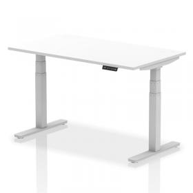 Air 1400 x 800mm Height Adjustable Office Desk White Top Silver Leg HA01010