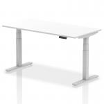 Air 1600 x 800mm Height Adjustable Office Desk White Top Silver Leg HA01011