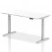 Air 1600 x 800mm Height Adjustable Office Desk White Top Silver Leg HA01011