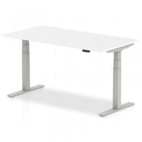 Air 1600 x 800mm Height Adjustable Office Desk White Top Silver Leg HA01011