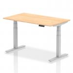 Air 1400 x 800mm Height Adjustable Office Desk Maple Top Silver Leg HA01014