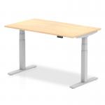 Air 1400 x 800mm Height Adjustable Office Desk Maple Top Silver Leg HA01014