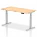 Air 1600 x 800mm Height Adjustable Office Desk Maple Top Silver Leg HA01015