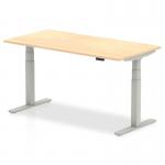 Air 1600 x 800mm Height Adjustable Office Desk Maple Top Silver Leg HA01015