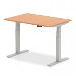 Air 1200 x 800mm Height Adjustable Office Desk Oak Top Silver Leg HA01017