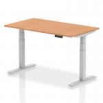 Air 1400 x 800mm Height Adjustable Office Desk Oak Top Silver Leg HA01018