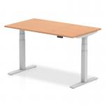Air 1400 x 800mm Height Adjustable Office Desk Oak Top Silver Leg HA01018