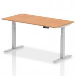 Air 1600 x 800mm Height Adjustable Office Desk Oak Top Silver Leg HA01019