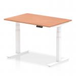 Air 1200 x 800mm Height Adjustable Office Desk Beech Top White Leg HA01021