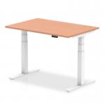 Air 1200 x 800mm Height Adjustable Office Desk Beech Top White Leg HA01021