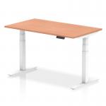 Air 1400 x 800mm Height Adjustable Office Desk Beech Top White Leg HA01022