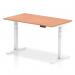 Air 1400 x 800mm Height Adjustable Office Desk Beech Top White Leg HA01022