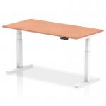 Air 1600 x 800mm Height Adjustable Office Desk Beech Top White Leg HA01023