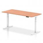 Air 1800 x 800mm Height Adjustable Office Desk Beech Top White Leg HA01024