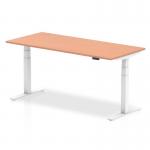 Air 1800 x 800mm Height Adjustable Office Desk Beech Top White Leg HA01024