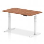 Air 1400 x 800mm Height Adjustable Office Desk Walnut Top White Leg HA01026