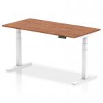 Air 1600 x 800mm Height Adjustable Office Desk Walnut Top White Leg HA01027